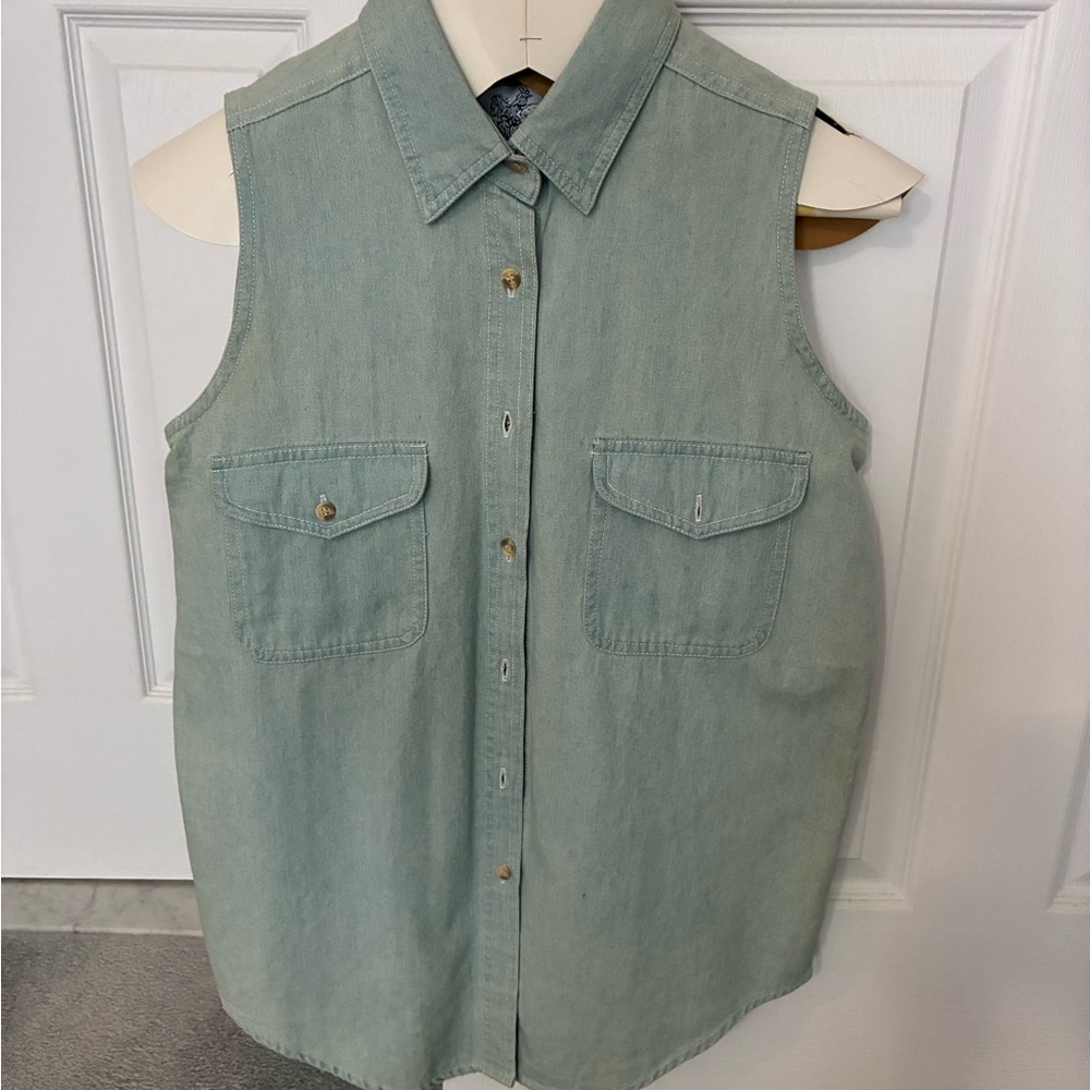 Andrews Denim light blue Sleeveless Button Down Shirt - NWOT( never worn)